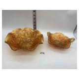 VINTAGE IMPERIAL CARNIVAL GLASS OPEN ROSE PATTERN