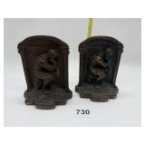 PAIR OF CAST IRON BOOKENDS THE THINKER