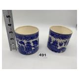 2 WILLOW DESIGN CUPS NO HANDLES