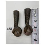 METAL WITH GLASS BALL FEET FOR FURNITURE PAIR OF