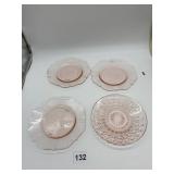 3 PINK DEPRESSION MACBETH EVANS AM. PLATES AND