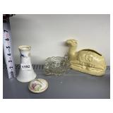 HAND PAINTED JAPAN CANDLE STICK, CAMEL MASONIC