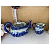 ENGLAND IRON STONE TEAPOT AND CREAM PITCHER NO