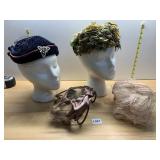 4 VINTAGE LADIES HATS