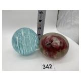 VINTAGE MURANO GLASS BLUE PAPERWEIGHT PAPER
