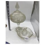COVERED CANDY DISH AND GLASS JUICER