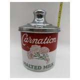 VINTAGE CARNATION MALTED MILK PORCELAIN W/ LID
