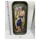 OVAL COKE TRAY GIRL W/ HAT AND FLOWERS