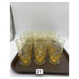 LIDO AMBER ANCHOR HOCKING SET OF FOOTED GLASSES