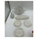 LARGE BRIDES BASKET, CRACKER DISH AND ASSORTED