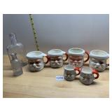 2 SMALL GLASS BOTTLES, ONE HAS CRACKED RIM, 4