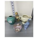 GREEN MADE IN USA VASE, DUCK ETC.