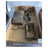 VINTAGE HAIR COMB, OLD GLASSES, ALUM. SPOOL,