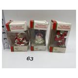 3 GLASS ORNAMENTS IN BOXES