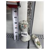 PORCELAIN HAT PIN HOLDER AND SHOE