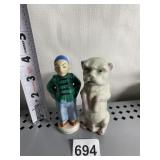 OCCUPIED JAPAN FIGURINE & BEGGING DOG PORCELAIN
