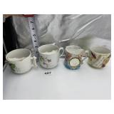 PORCELAIN SHAVING MUGS ONE WITH MIRROR, FORGET ME
