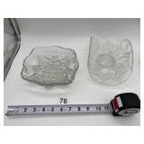 2 DISHES, PRESSED GLASS SERVING DISHES EARLY