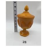 L. E. SMITH BITTERSWEET SLAG GLASS COMPOTE CANDY