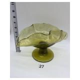 MCM BISCHOFF AMBER GLASS PEDESTAL RUFFLE EDGE