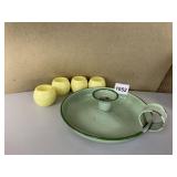 ENAMELED CANDLE HOLDER AND NAPKIN RINGS