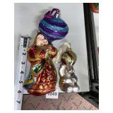 3 ORNAMENTS INCLUDING BLOWN GLASS