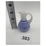BODA SIGNED BASE BLUE AND WHITE SWIRL PITCHER