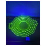 VASELINE/ URANIUM GLASS DOUBLE HANDLED PLATE