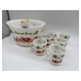 TOM AND JERRY PUNCH BOWL AND 6 CUPS