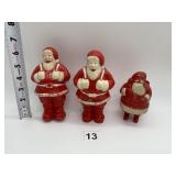 3 VINTAGE PLASTIC SANTA