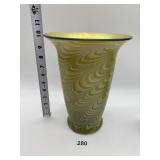 DURANT GLASS THREE COLOR ART GLASS VASE, PONTIL