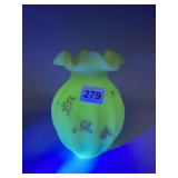 FENTON CUSTARD GLASS HAND PAINTED AND SIGNED P