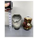 JAPANESE DRAGON VASE AND APPLIED ROSE PITCHER