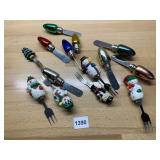 CHRISTMAS CONDIMENT SPREADERS, SOME MARKED BOSTON