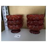 FOSTORIA RUBY GLASS 6 BOWLS