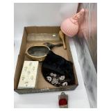 VELVET BEADED HAT, VANITY BOX NO LID, VERNAFLEUR