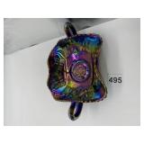 FENTON DOUBLE HANDLED CANDY DISH WITH BUTTERFLY