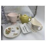 PINK MILK GLASS DOUBLE HANDLED PAIR DESIGN SUGAR