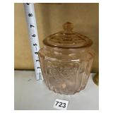 PINK DEPRESSION BISCUIT JAR W/ LID