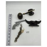 CAST IRON CANON, WOOD EAGLE FOR TOP OF CLOCK OR