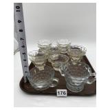 11 SHERBERT CUPS, BUBBLE GLASS SUGAR BOWL, CUP