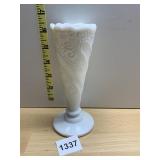 L. E. SMITH MILK GLASS BUD VASE IN BEADS STARS