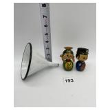 PORCELAIN FUNNEL, 2 NODDER HAND PAINTED JAPANESE