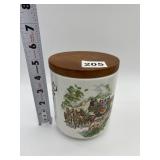 TOBACCO JAR WOOD LID WHITECROSS ITALY HAND MADE