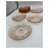 7 FEDERAL GLASS CABBAGE ROSE PATTERN PLATES, 3