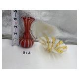 VINTAGE MURANO GLASS INTRICATE YELLOW AND WHITE