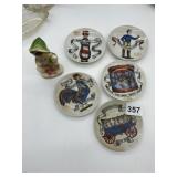 5 PLATES INCL. JOCKEY HITCHING POST, COCK