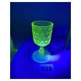 DOT PATTERN STEMMED GLASS VASELINE URANIUM GLASS