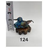 CHINESE DUCK ON STAND CLOISONNE W/ STONE ACCENTS