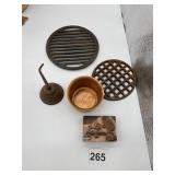 COPPER OILER, IRON GRATE, COPPER WOOD BLOCK